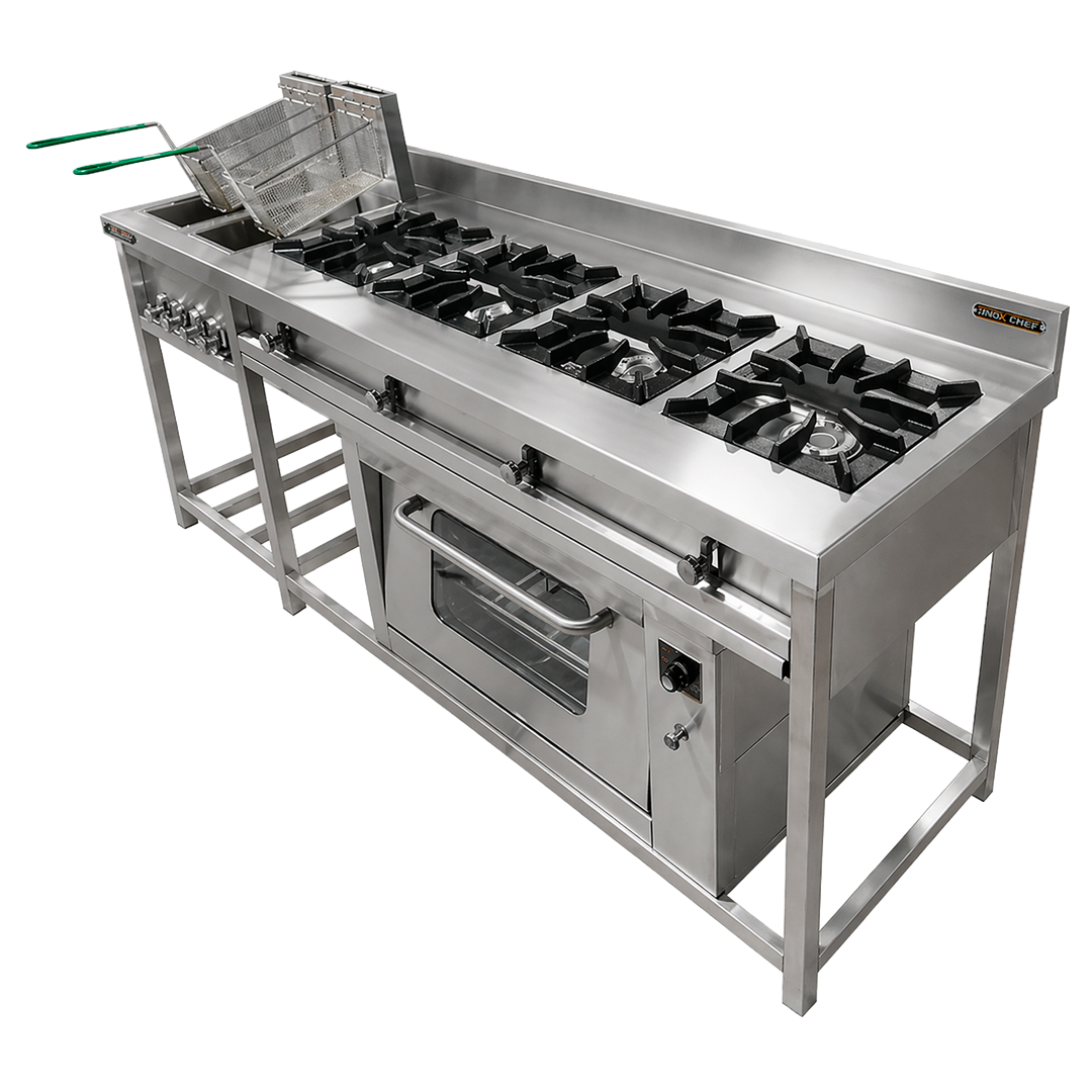 Cocina de 4 Hornillas + Horno y Freidora