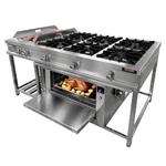 Cocina de 6 Hornillas + Plancha y Horno