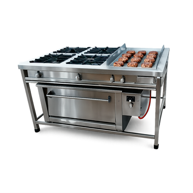 Cocina de 4 Hornillas + Plancha y Horno