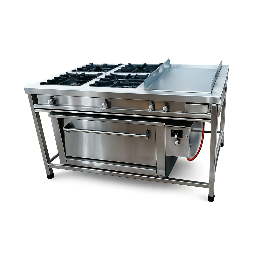 Cocina de 4 Hornillas + Plancha y Horno