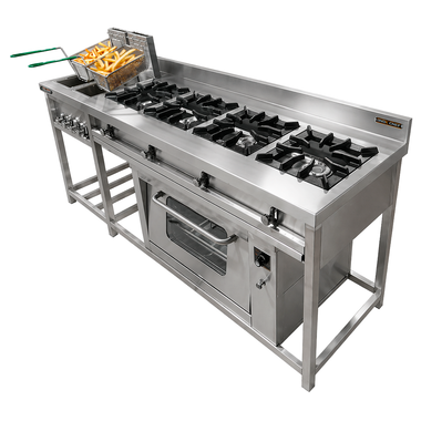 Cocina de 4 Hornillas + Horno y Freidora