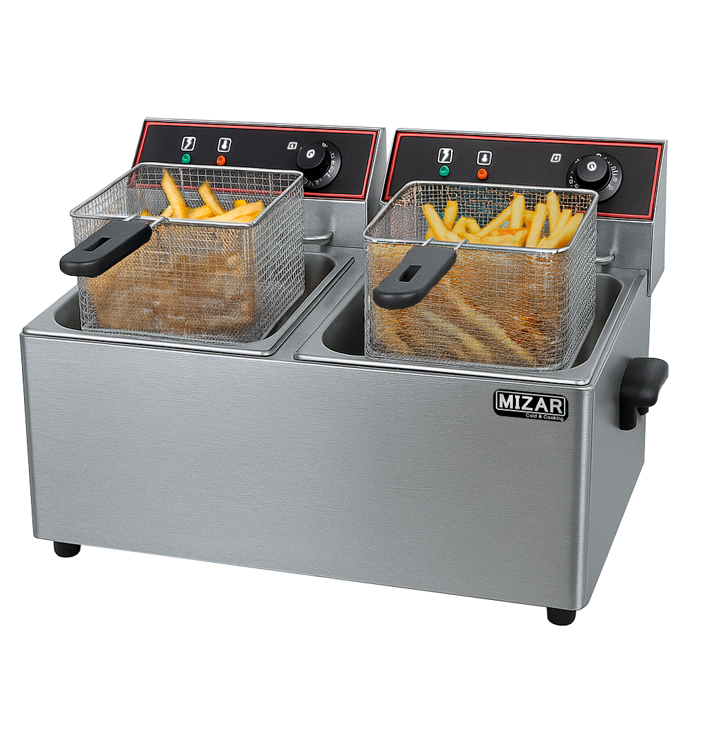 Freidora Eléctrica Automática De Mesa 2 Canastillas 16Lt ( HEF-8L-2 )