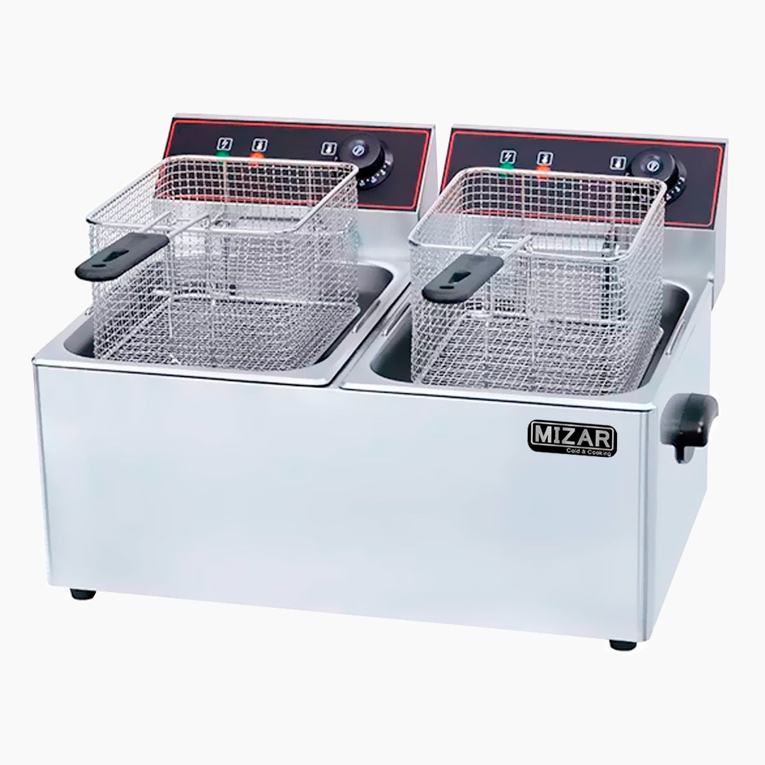 Freidora Freidora Eléctrica Automática De Mesa 2 Canastillas 16Lt ( HEF-8L-2 ...