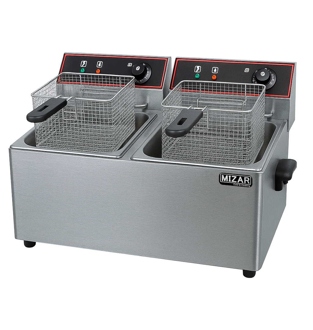 Freidora Eléctrica Automática De Mesa 2 Canastillas 16Lt ( HEF-8L-2 )